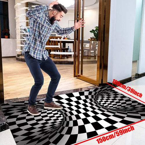 3D Illusion Geometric Area Rug Non-slip Carpet Mat