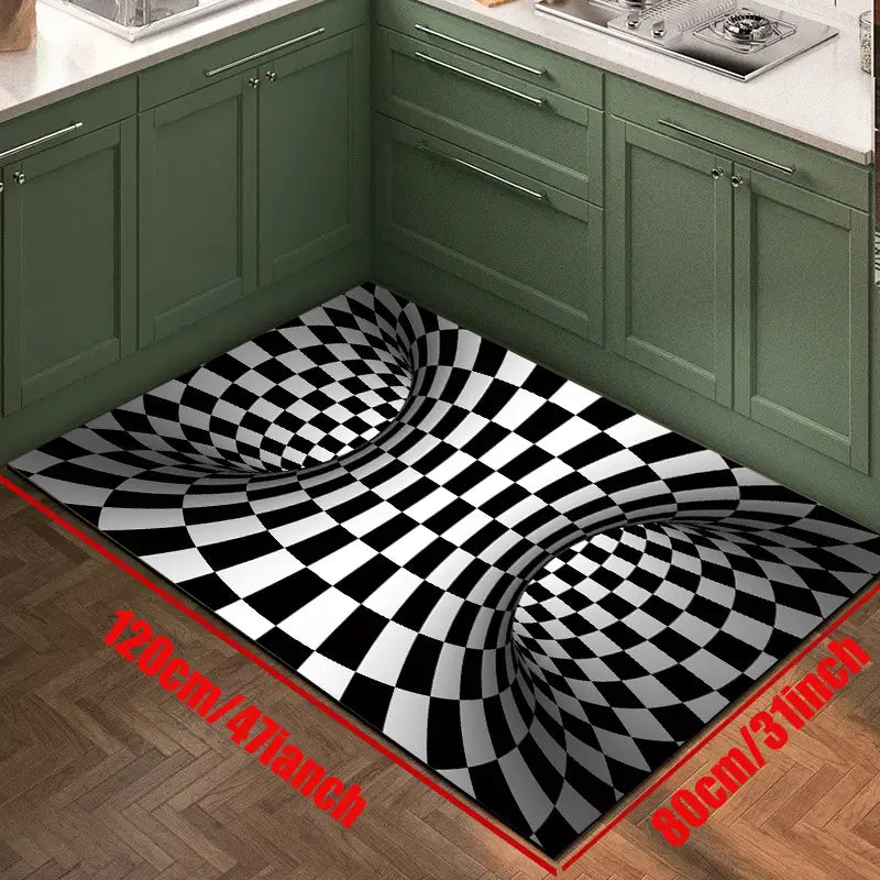3D Illusion Geometric Area Rug Non-slip Carpet Mat
